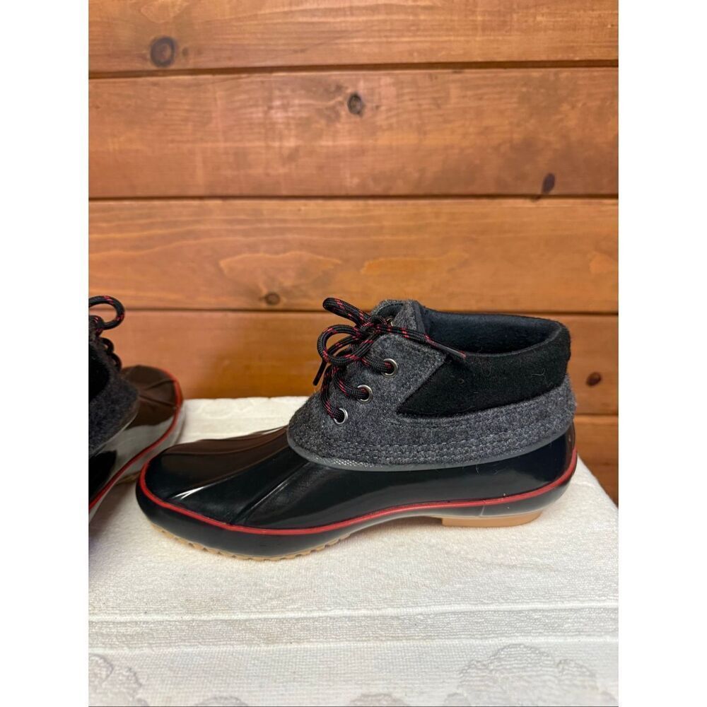 Bass Mandarin Short Duck Boot Waterproof Black/Gray Wool Sz 7 - Picture 5 of 8